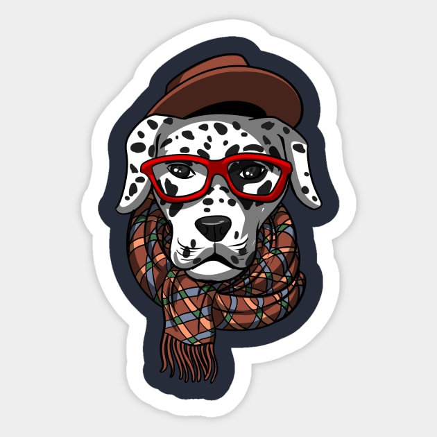 Hipster Dalmatian Dog Wearing Glasses Funny Geek Sticker by underheaven